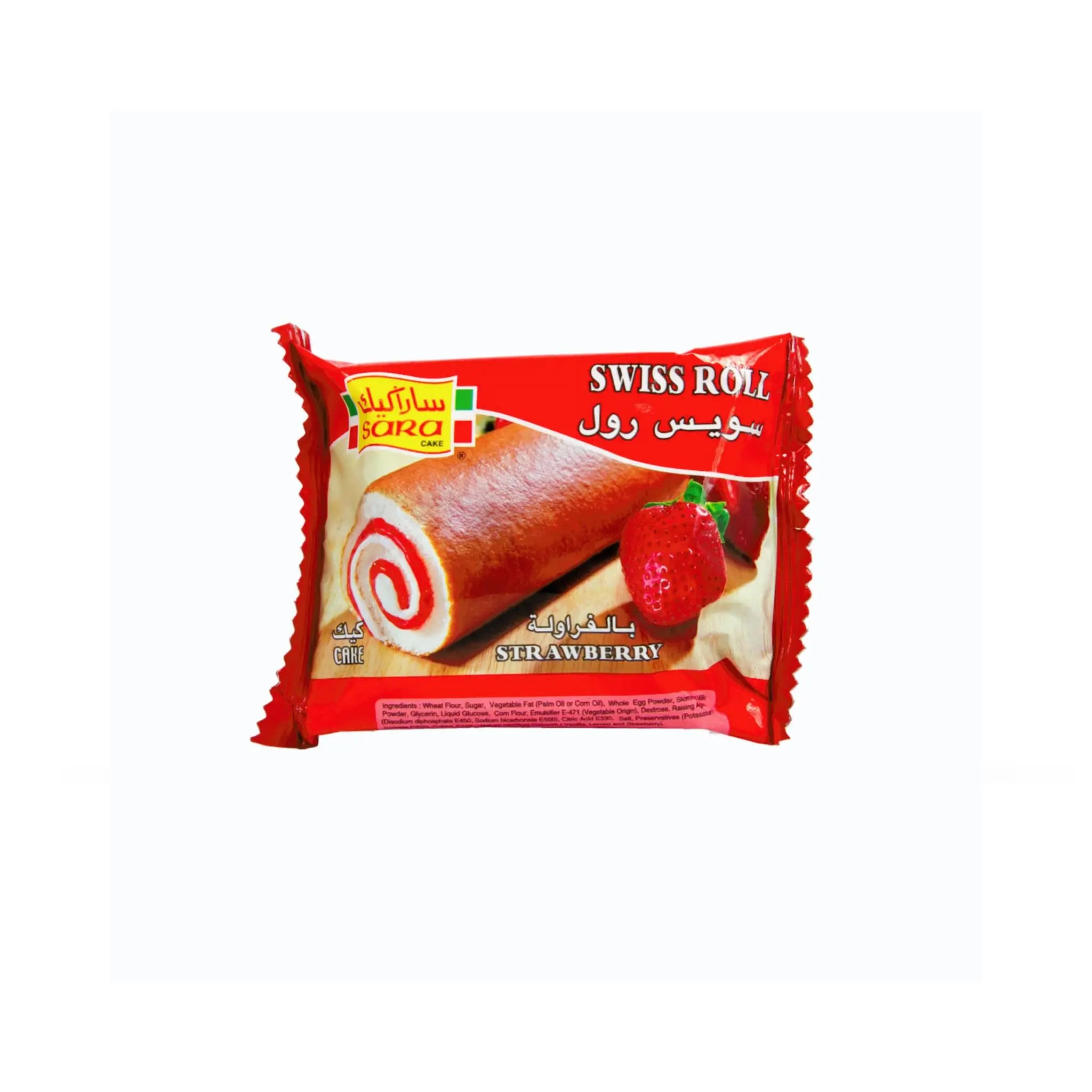 SARA CAKES SWISS ROLL STRAWBERRY - 48x75GM Marino.AE